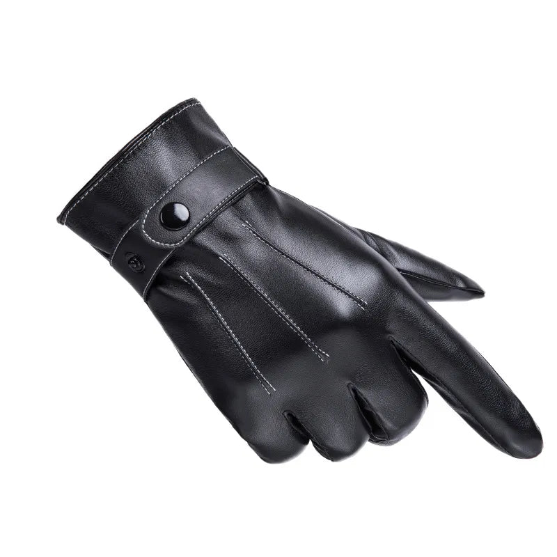 Mens mittens Warm Leather Male Winter Gloves Super Driving Waterproof Men Black