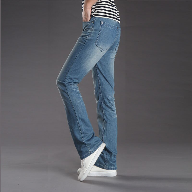 Men Micro-Horn Blue jeans version of the tide Slim trumpet Biker jeans