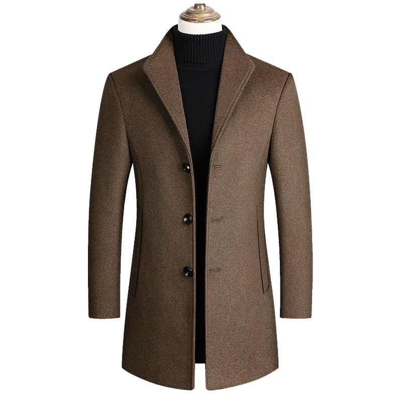 Men Wool Blends Coats Autumn Winter Solid Men Wool Jacket Smart Casual Male Turn Down Collar Coats Clothing