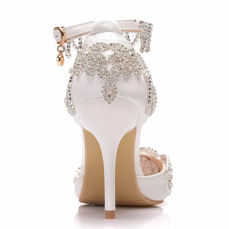 Pumps Women Thin High Heels Pointed Toe Ankle Strap Sandals Wedding Shoes Party