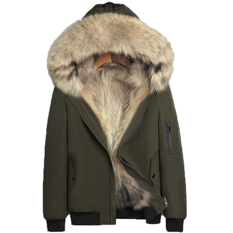 Men Parkas Winter Thicken Warm Fur Outdoor Hooded Short Jacket Fur