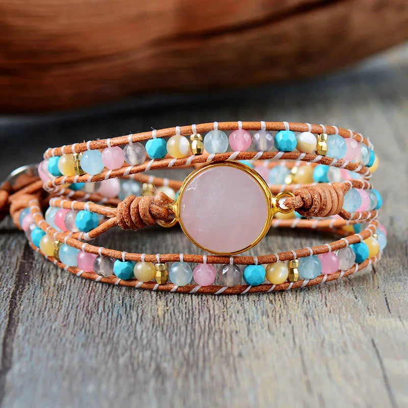 Leather Wrap Bracelets Strands Women Jewelry Free Shipping