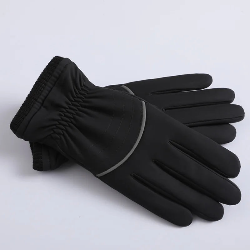 Winter Thermal Gloves Men Motorcycle Touchscreen Anti-Wind And Cold Thicken Plus Velvet Driving Reflective Gloves