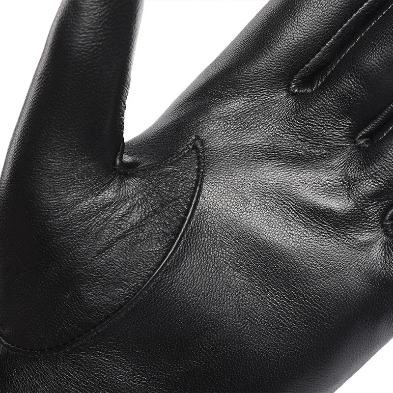 Gloves for Men Genuine Leather Touch Screen Male's Mittens Winter Warm Full Finger