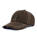 Autumn Genuine Leather Baseball Caps Men Casual Checkered Suture Single Dome Hat