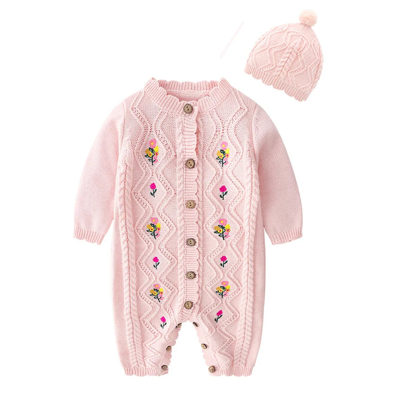 Spring Spring And Autumn Outfit Coat Cute Baby Girls Long Sleeve Bodysuit Kids Girls Knitting Costumes For Girls Kids