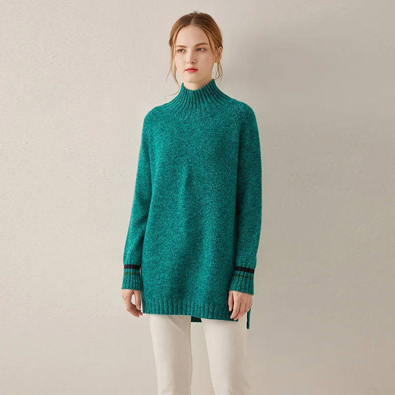 Cashmere turtleneck oversize long Women pullovers winter warm Sweater