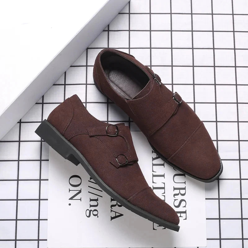 Men Dress Shoes Loafers Formal Double Monk Strap Shoes Wedding Dress Oxford Slip on Shoes for Men