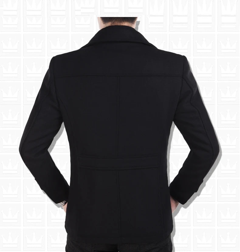 Man Trench Coat Jackets Male Long Trench Slim Fit Wool Warm Outerwear Windbreaker