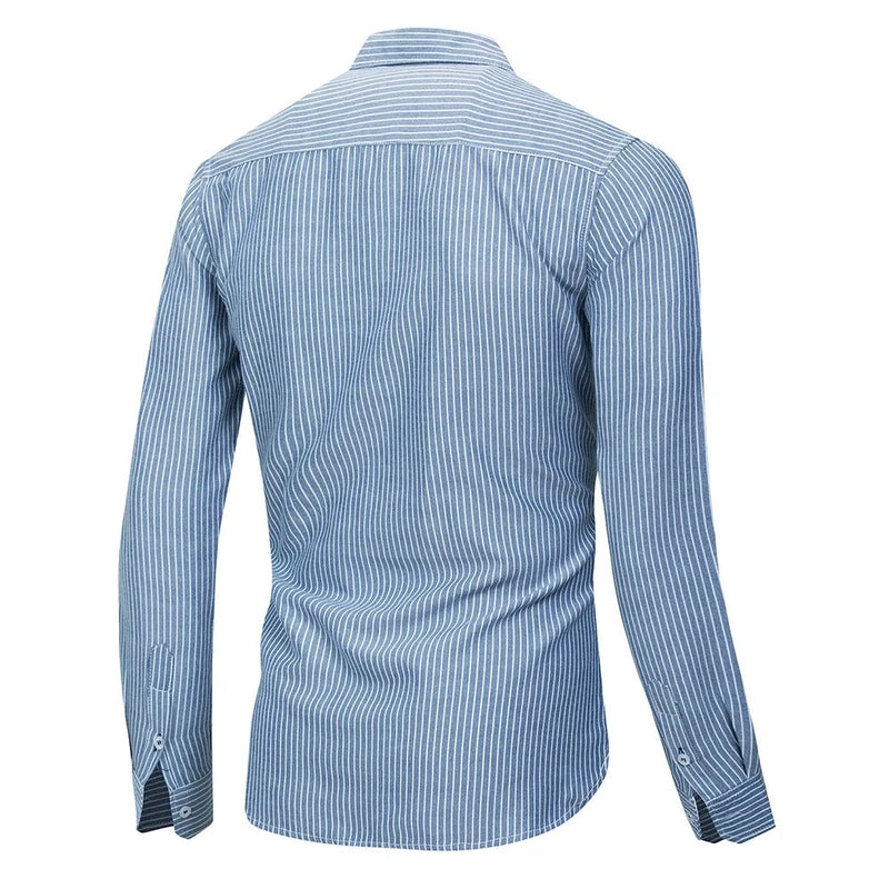 Striped Shirt Men Casual Brand Long Sleeve Shirts Male Embroidery Shirts