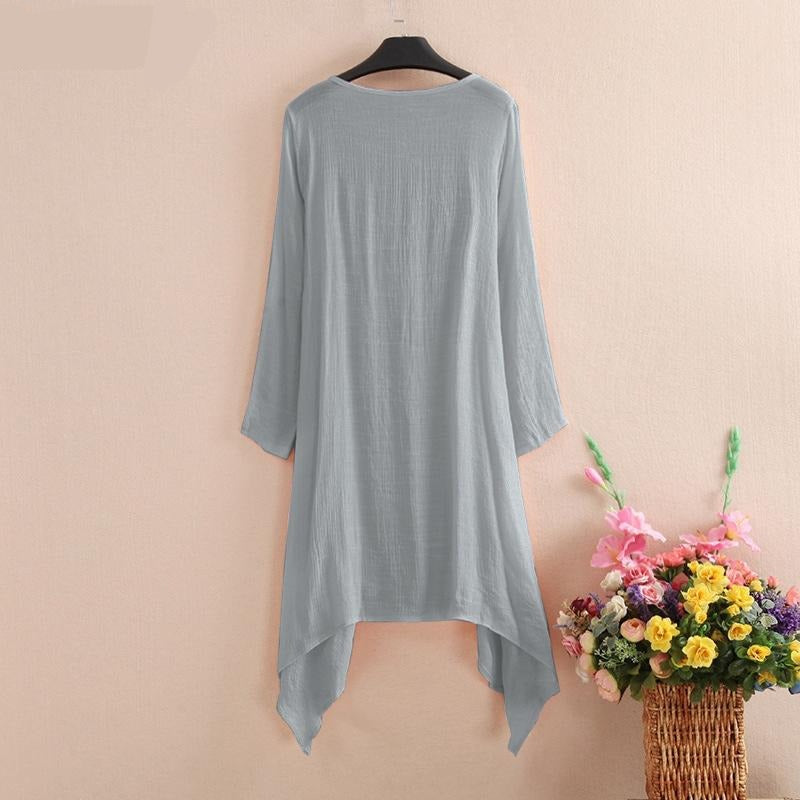 Women's Summer Blouse Cover Up Elegant Solid Cardigans Casual Long Sleeve Irregular Tops Beach