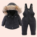 Baby Girl winter down jacket and jumpsuit for children Thicken Warm fur collar jacket for girls Infant snowsuit 0-4Year