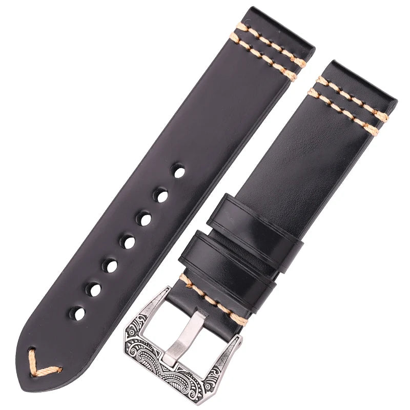 Handmade Watchband Genuine Leather Watch Band Strap Watch Accessories Retro Steel Buckle