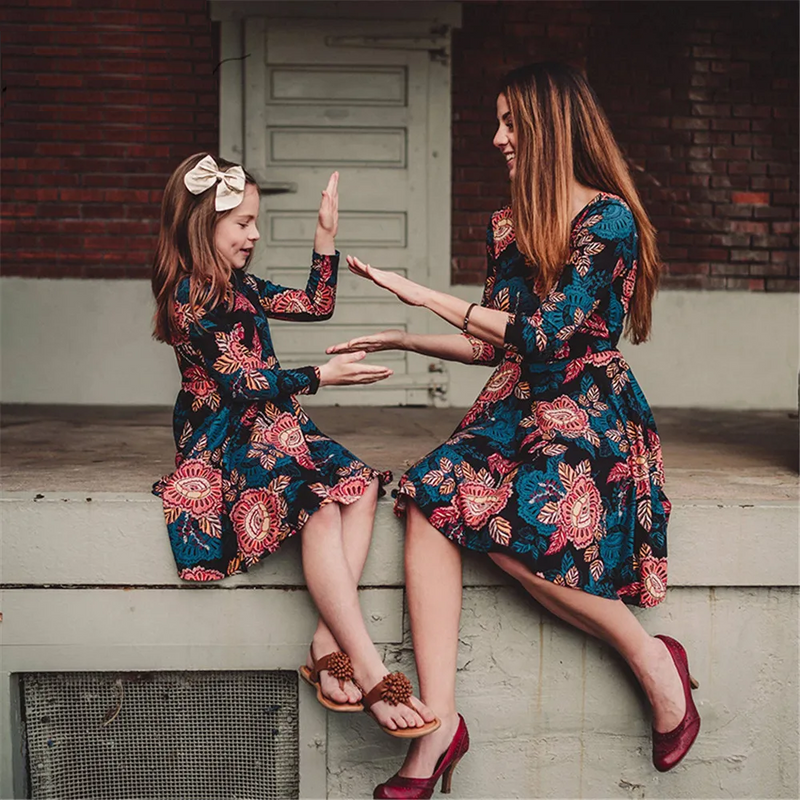 Mother And Daughter Matching Dress Spring Floral Mini Matching Outfits Mom and daughter Clothes