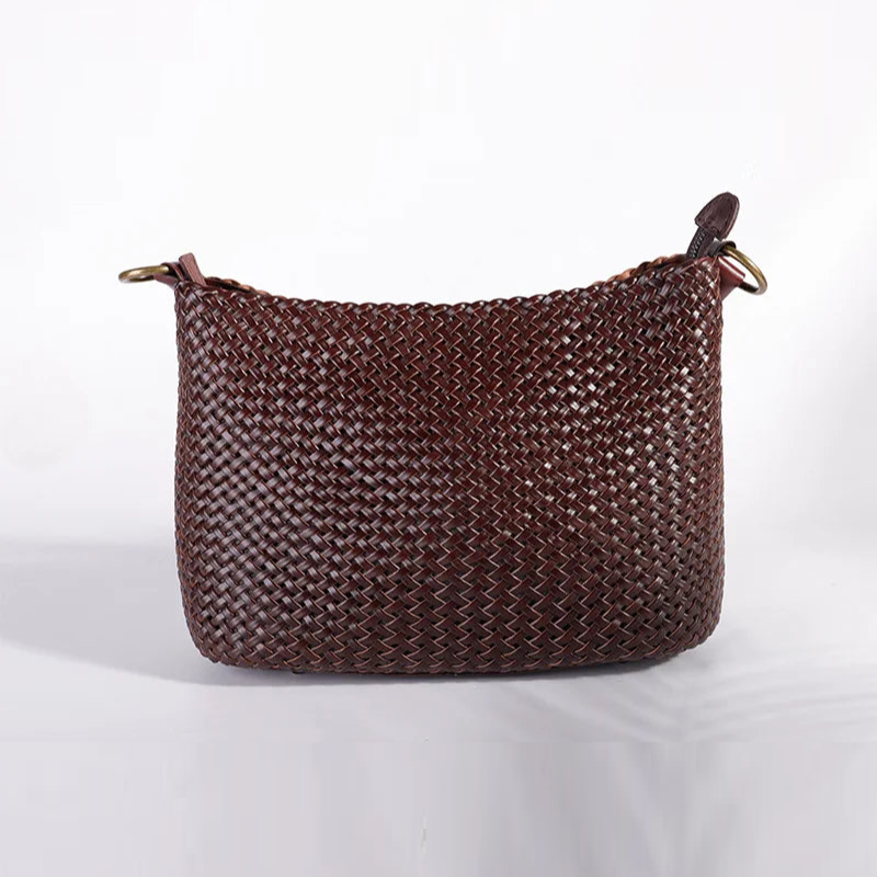 Retro woven women bag rattan capacity casual one-shoulder leather woven bag