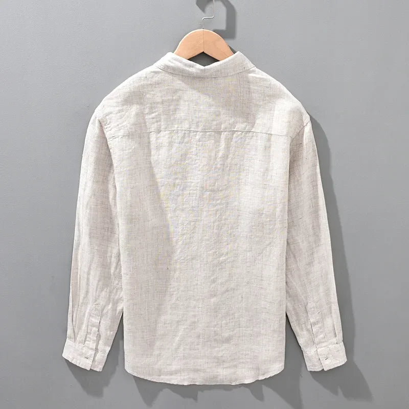 Linen Shirt Men's Seasonal Long Sleeved Top Linen Breathable Shirt Clothing