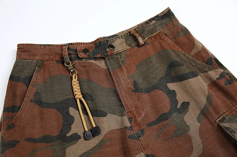 Camouflage Shorts Men Loose Casual Pendant Cargo Shorts Short Pants for Man