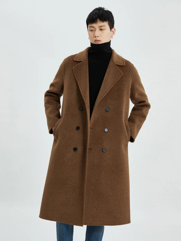 Men Coat Wool Winter Thickened Outerwear Coat Double Breasted Trench Coat