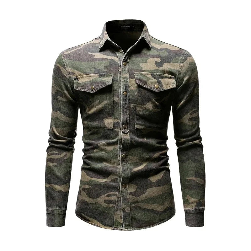 Military Green Camouflage Denim Shirt Outdoor Climbing Jacket