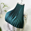 Women's Pleated Midi Skirt High Waist Thickened Warm Office Swing A-Line Skirts