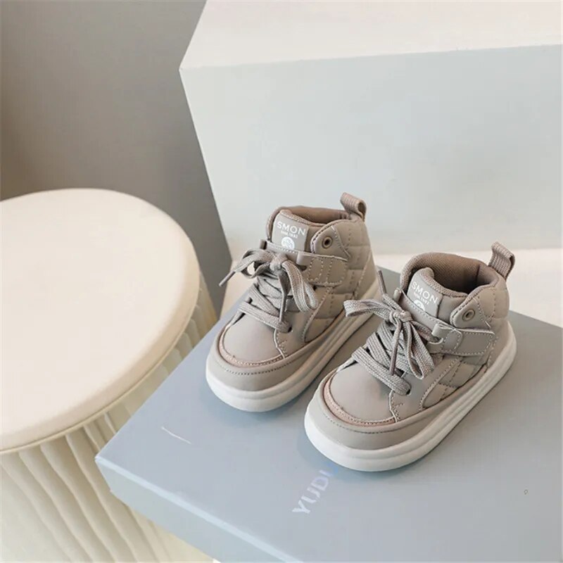 Autumn Baby Shoes Leather Toddler Boys Girls Sneakers High-help Outdoor Tennis Breathable Little Kids Sneakers