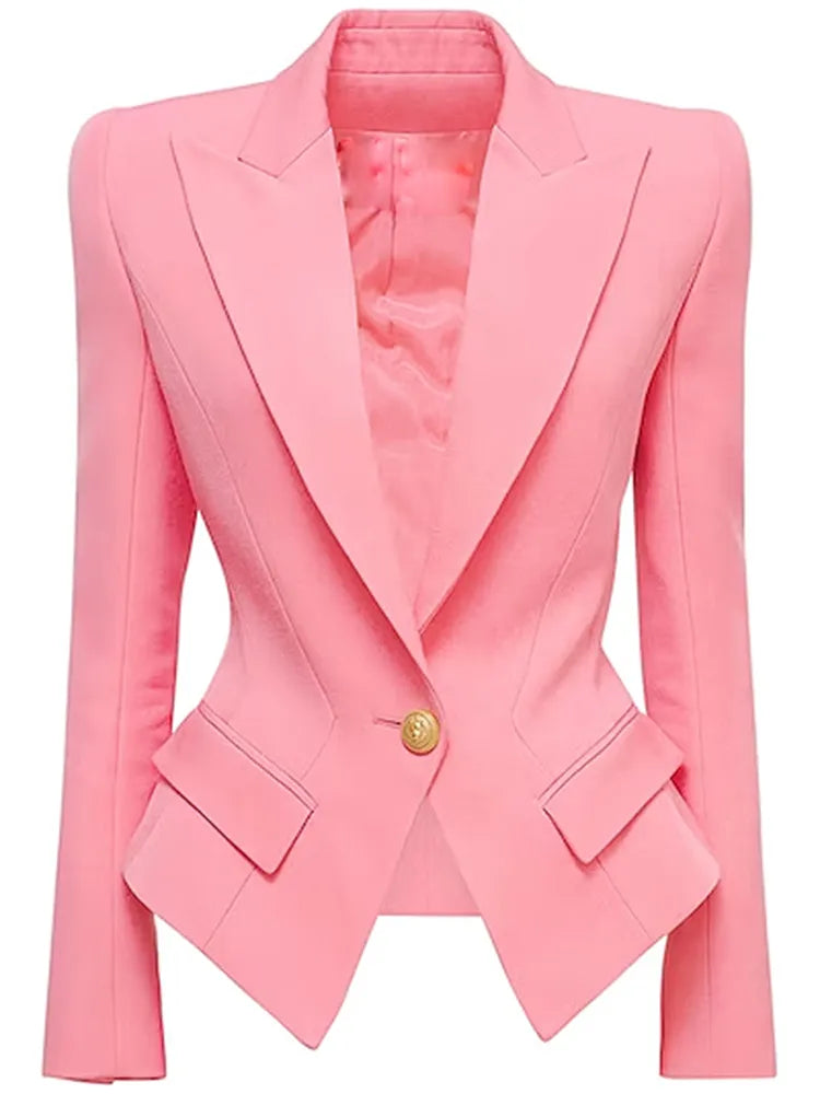 Women's Slim Fitting Single Button Lapel Blazer