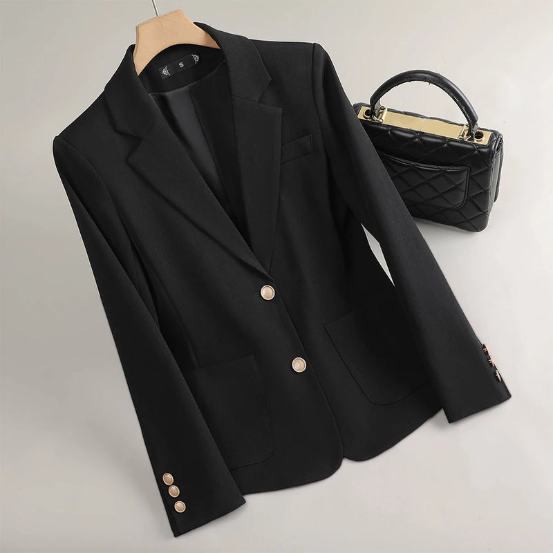 Ladies Blazer Women Black Red Female Business Work Wear Jacket With Pocket