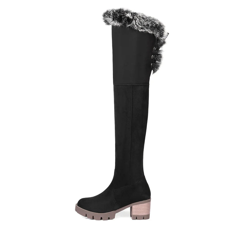 Winter Furry Warm Women Snow Boots knee Shoes