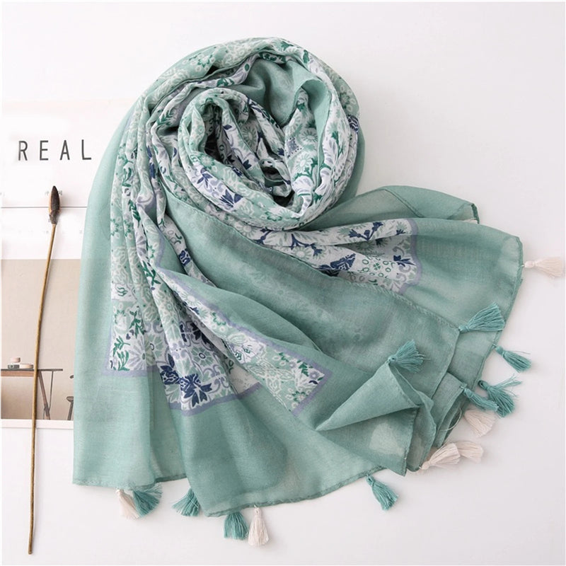 headscarf outdoor cotton and linen scarf the four seasons warm tassel shawl popular beach towel