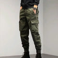 Cargo Pants with Pockets Elastic Waist Solid Spring Autumn for Men