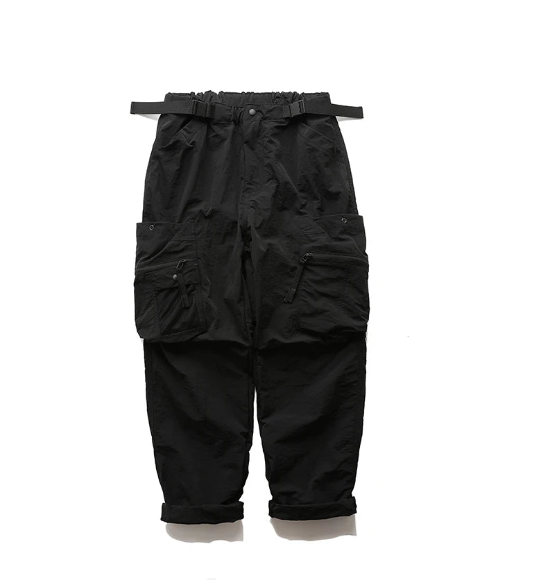 Outdoor multi-pocket functional pants men loose retro casual overalls