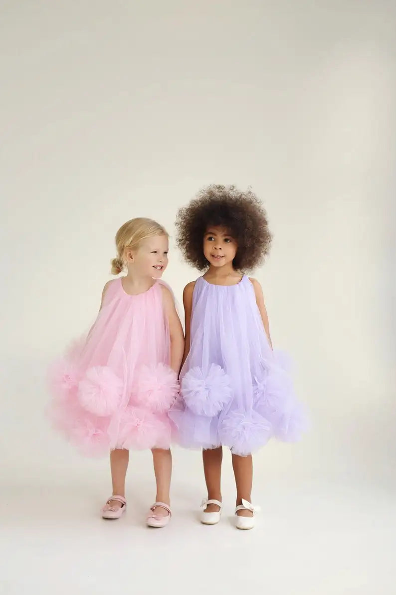 Floral Little Kid Dresses Flower Girls Dresses Daughter Birthday Party Dresses