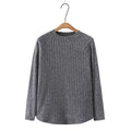 Spring Winter Fleece-lined Stripe Sequins Basic T-shirt Women's Warm Wear Inside Tops