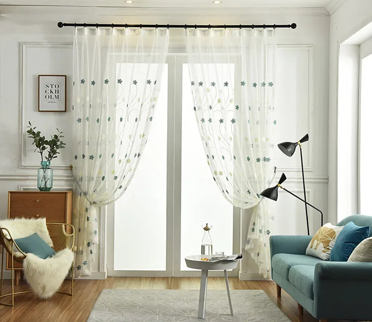 Embroidery Window Living Room Balcony Floating Window Floor Window Curtain