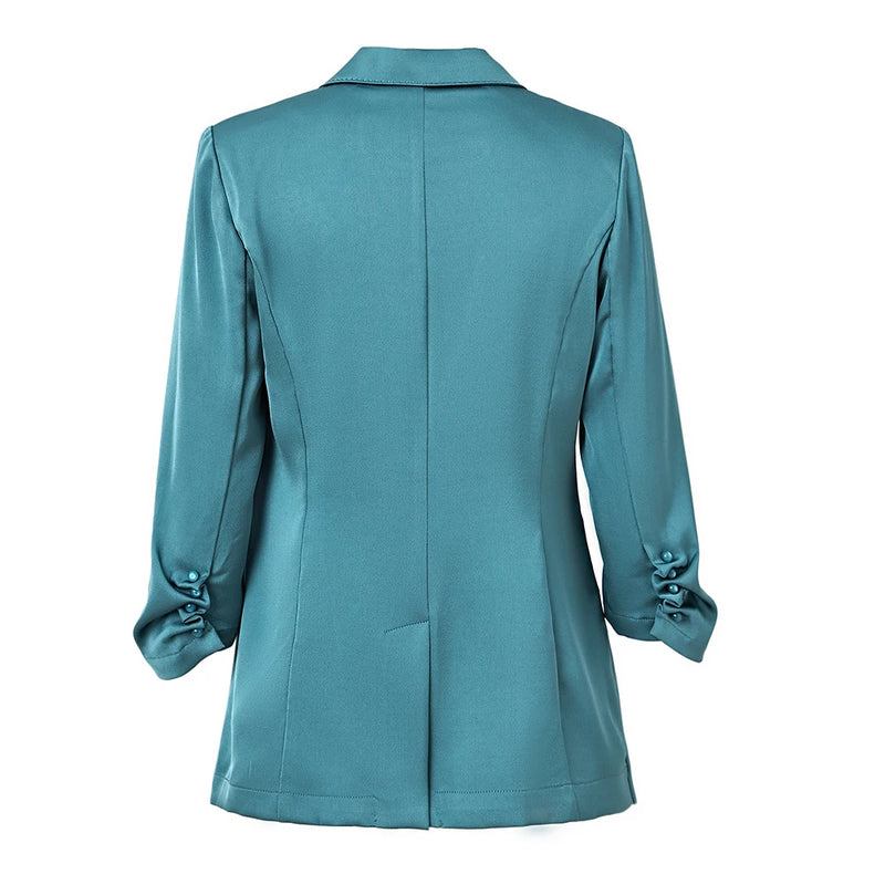 Thin Fabric Half Sleeve Brief Summer Blazer Single Button Style Women Casual Jackets