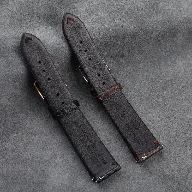 Handmade Leather Watchband Ultra Thin 18 19 20 21 22MM Soft Strap