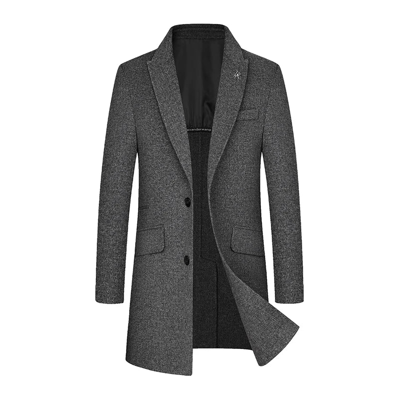 winter Men's Handsome Handmade Double-sided Wool Coat Medium Length Suit Collar Wool Coat Men's Coat