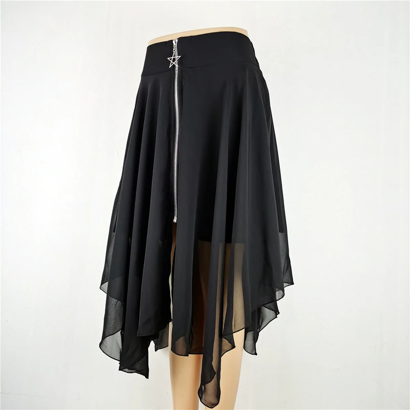 Gothic Skirts Women Summer Black Female Punk Skirt