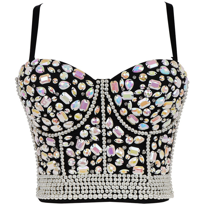 Women Summer Sexy Preal Beading Cool Tank Tops Basic Women Crop Top Female Ladies Sexy Tops Clothes