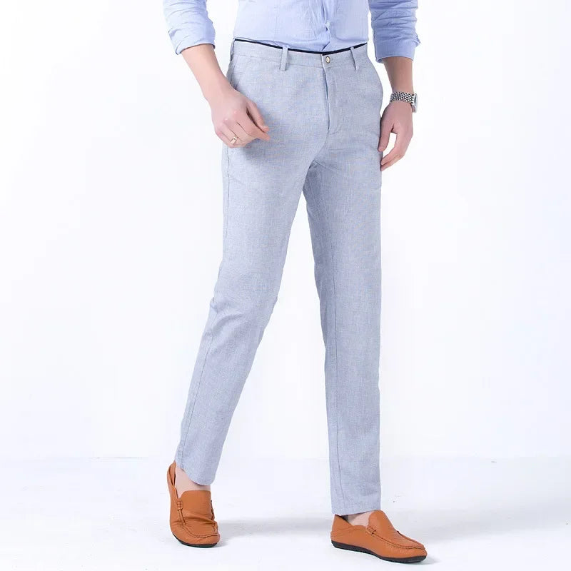 Men Trousers Thin Casual Trousers Straight Tube Pants for Male Solid rousers