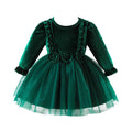 Kids Baby Girls Christmas Party Dress Flower Ruffled Mesh Dresses