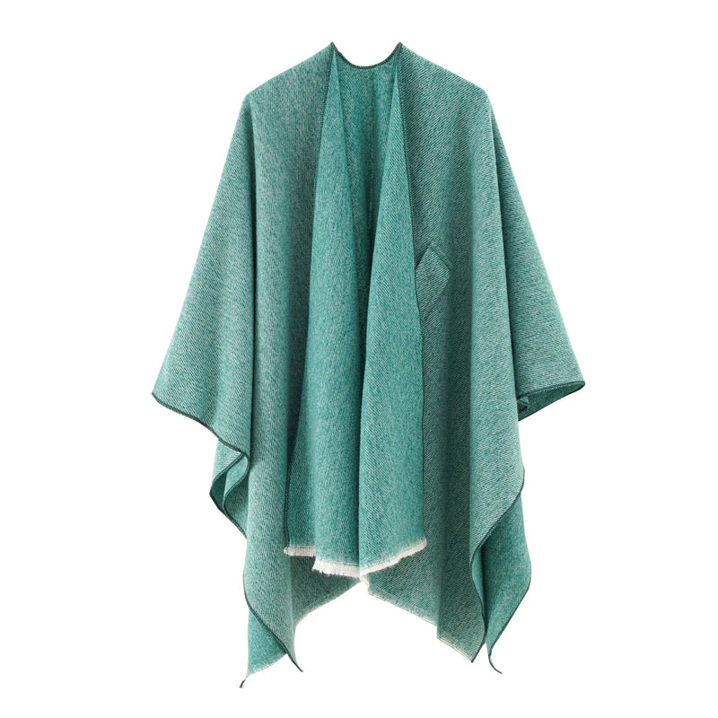 Women Cashmere Outer Streetwear Knitted Elegant Shawls Cape For Autumn Winter Woman Loose Poncho Coat