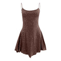 Crew Neck Women Dress With Semi See Through Suspender Sleeveless Dresses for Women