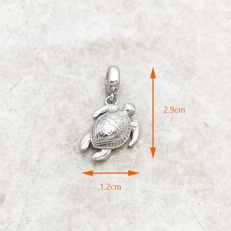 Dangle Charm Pendant Tortoise Jewelry Wisdom And Eternal Life Gift In 925 Sterling Silver