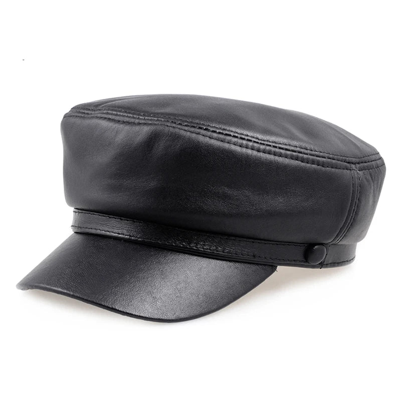 Spring Winter 55-60 CM Genuine Leather Military Hats Thin Windproof Baseball Caps