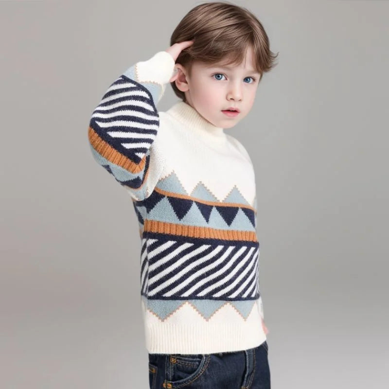 Boys Sweater Wool Coat Kids Tops Knitting Cottons Pullover Teenagers