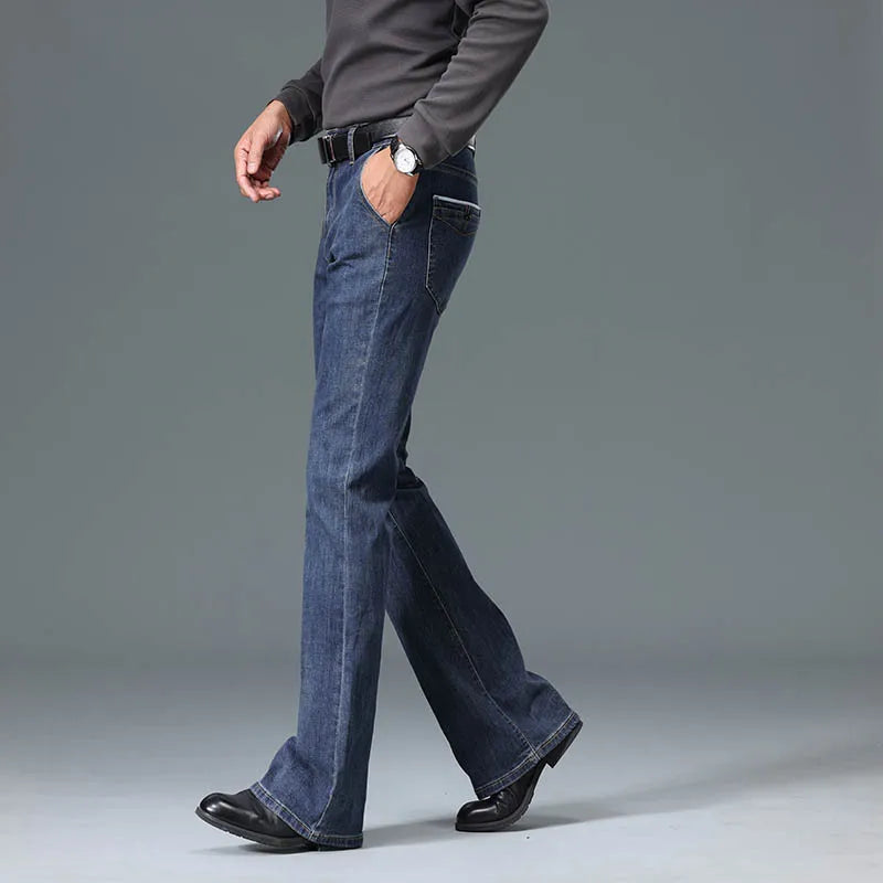 Flared Jeans For Male Pants Men Leg Fit Classic Denim