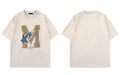 Mens Embroidery Letter Star Tshirt Casual Loose Tee Shirts Summer Hip Hop Top Couple