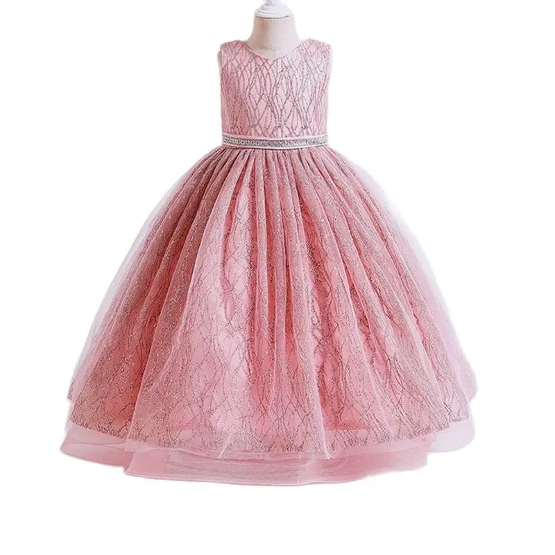 Girls Bow Dress For Wedding Party Birthday Children Costume For Kids Princess Performance Clothing