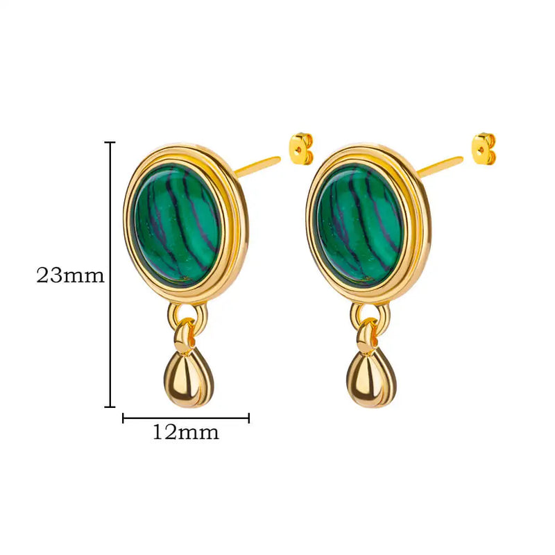 Oval Water Drop Stud Earrings For Women Stainless Steel Earring Female